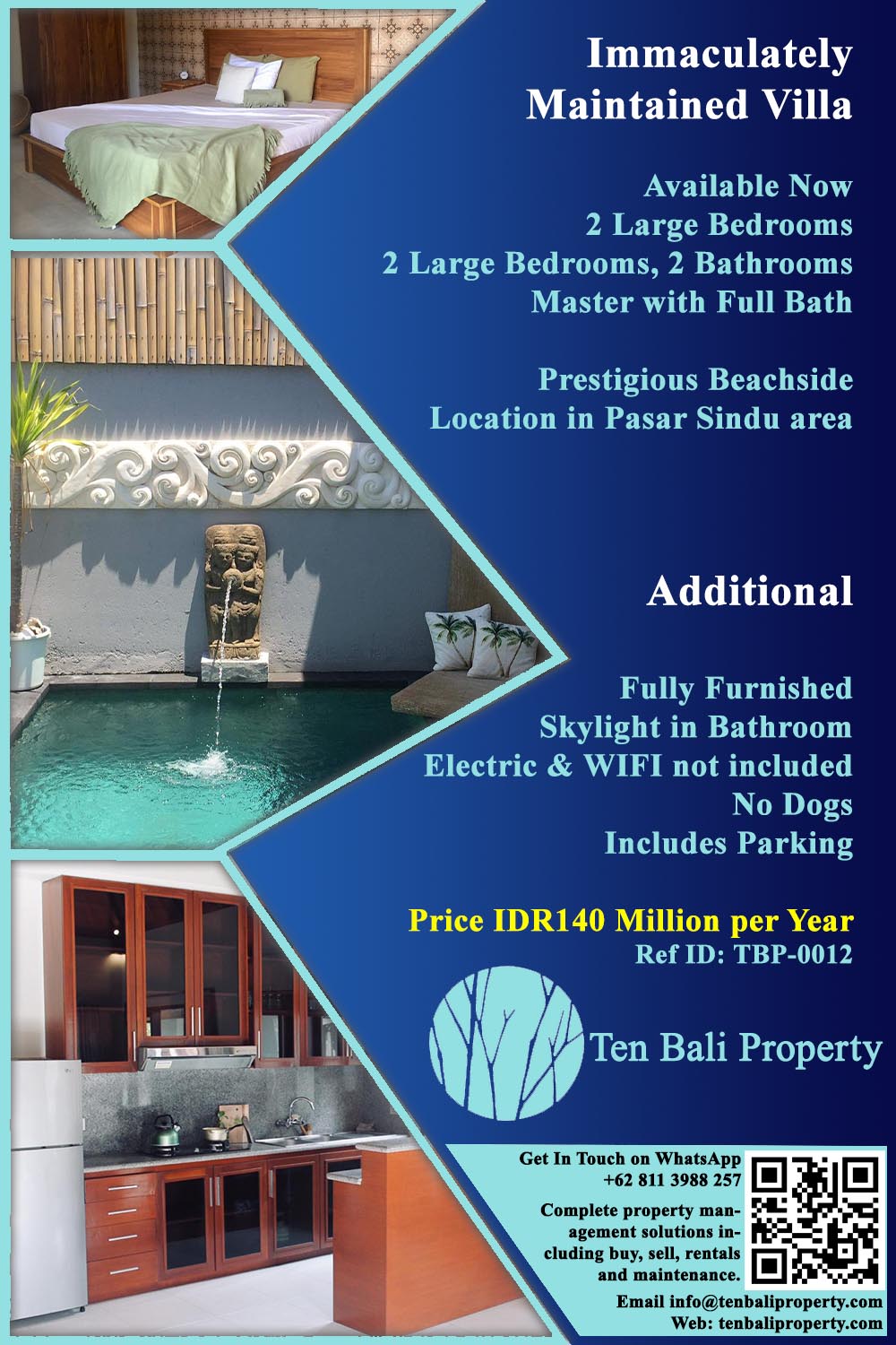 Immaculate Villa for Rent in Sanur Bali